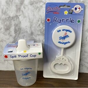 VTG HADDAD 2002 LA DODGERS Unisex Baby Rattle & Spill Proof Cup NIP *READ*